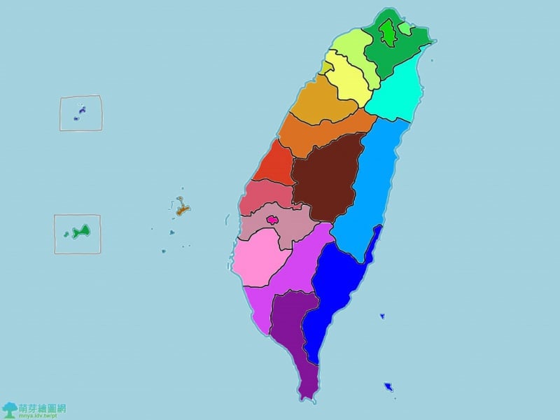彩色台灣行政區域