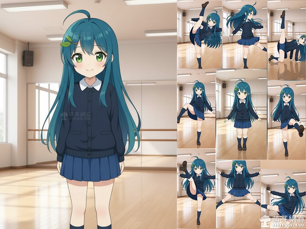 【AI 動畫】萌芽娘小動畫：各種踢腿動作(萌芽系列網站)(Nano Banana x Grok Imagine)