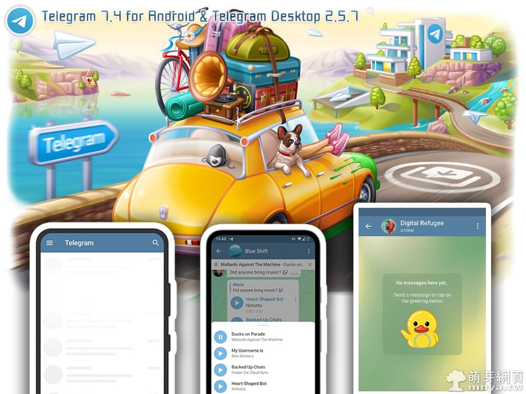 Telegram 7.4 for Android & Telegram Desktop 2.5.7 更新：從其他應用程式轉移聊天記錄、改進的語音聊天功能及音樂播放器等