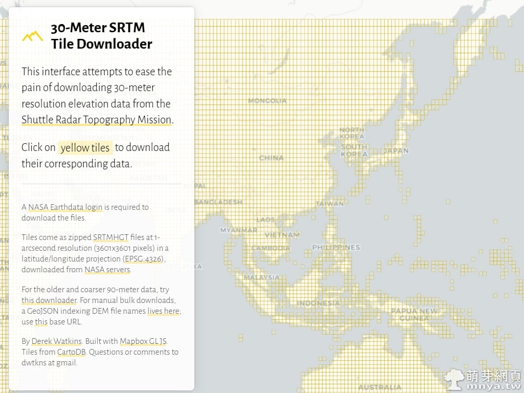 30-Meter SRTM Tile Downloader：下載 NASA 全球 30 公尺高程資料