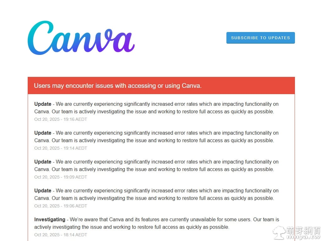 Canva 當機不用慌！快速透過 canvastatus.com 查看伺服器狀態！
