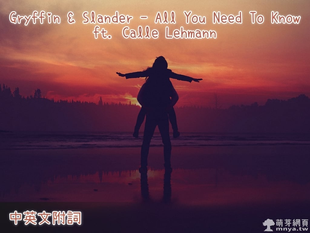【西洋電音】Gryffin & Slander - All You Need To Know ft. Calle Lehmann【中英文附詞】