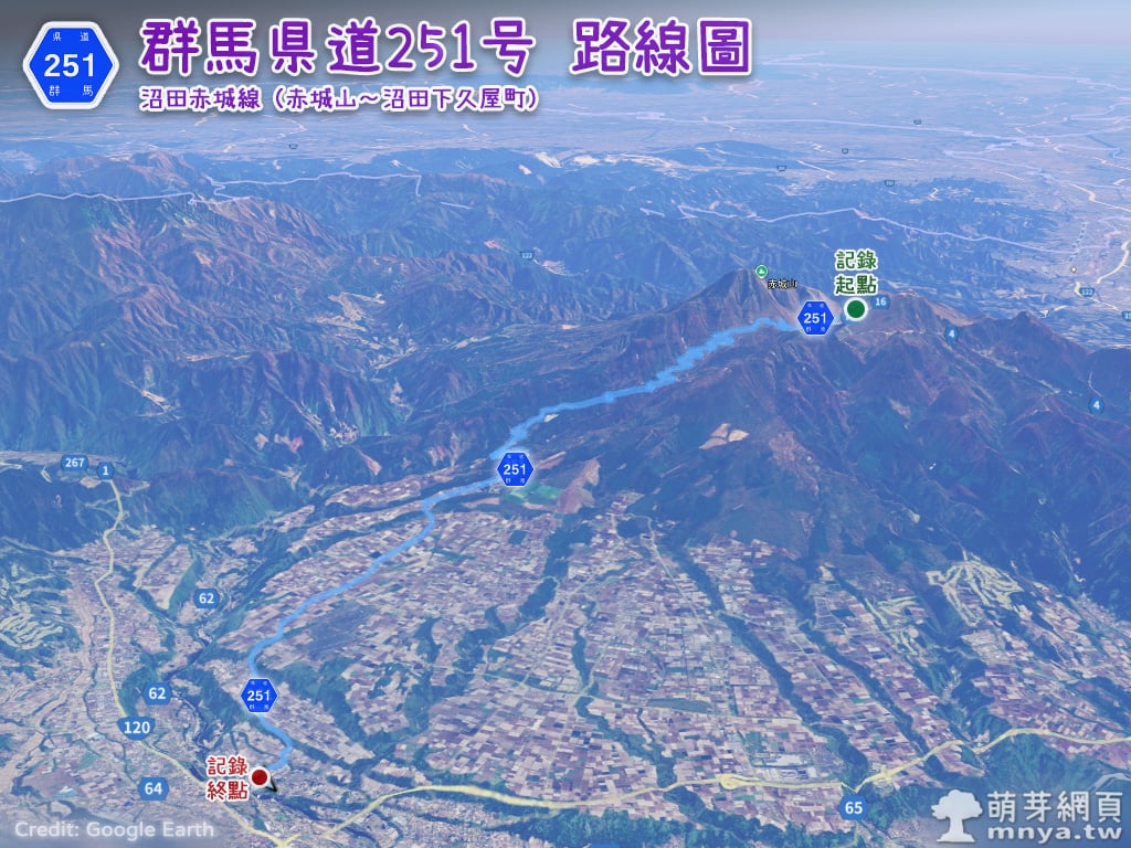 20250929群馬県道251号沼田赤城線(赤城山～沼田下久屋町，附路線圖、航跡圖、GPX)﹝日本群馬縣﹞